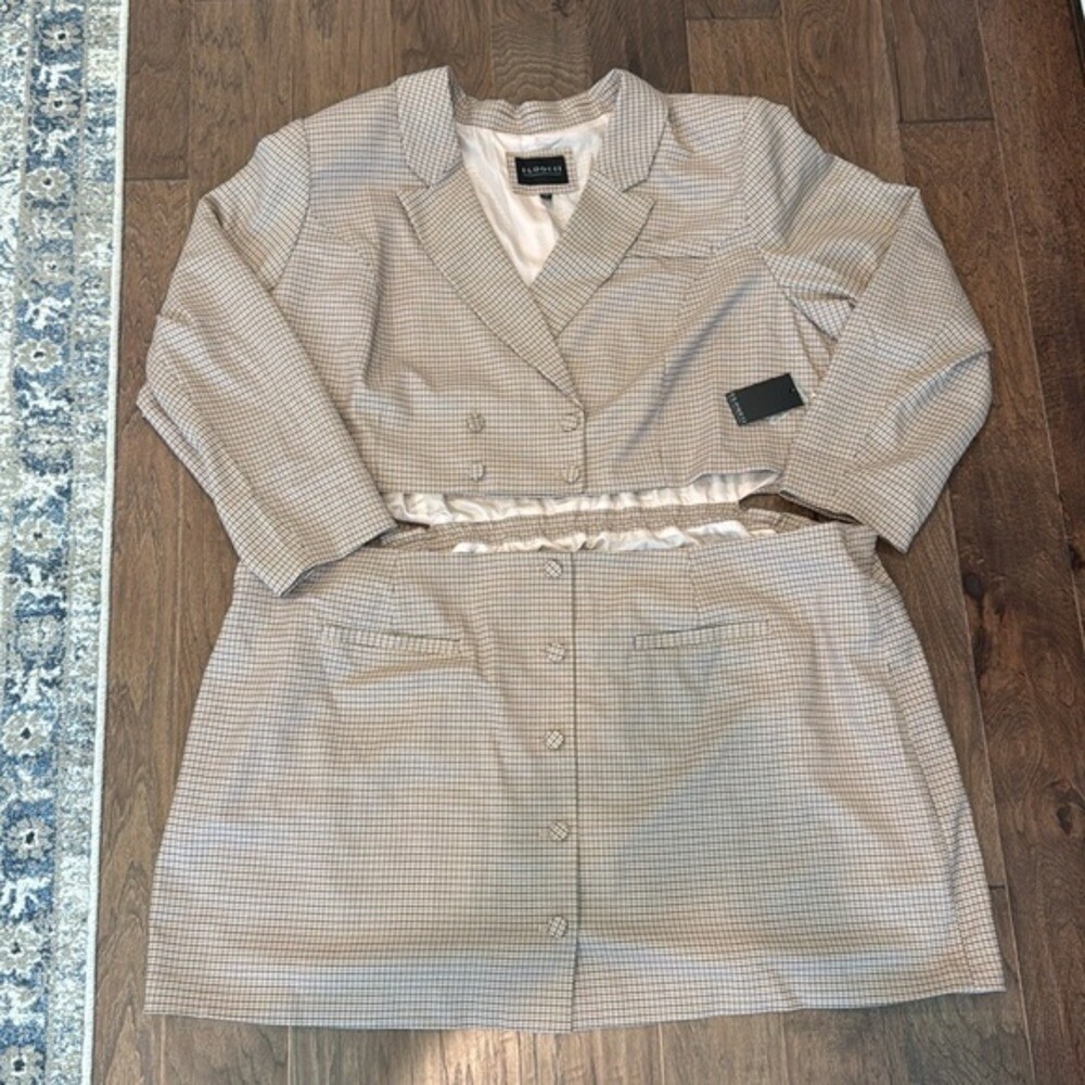 NWT ELOQUII‎ Open Front Houndstooth Texture Blazer Dress- Sz 30